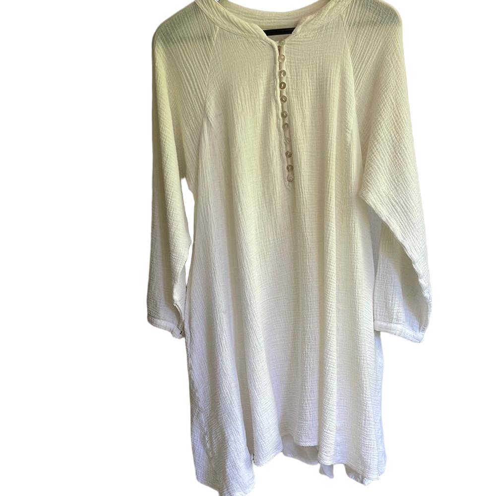 Myrah Penaloza Frieda Gown - White Cotton Gauze Lined Midi Dress - Picture 3 of 17